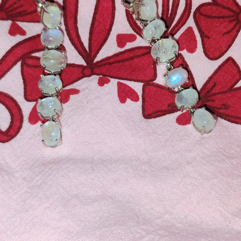 Moonstone dangling earrings in sterling silver
